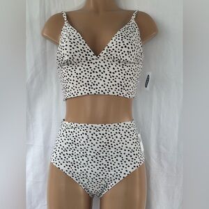 Old Navy   black and white polka dot high-waisted bikini set from Old Navy